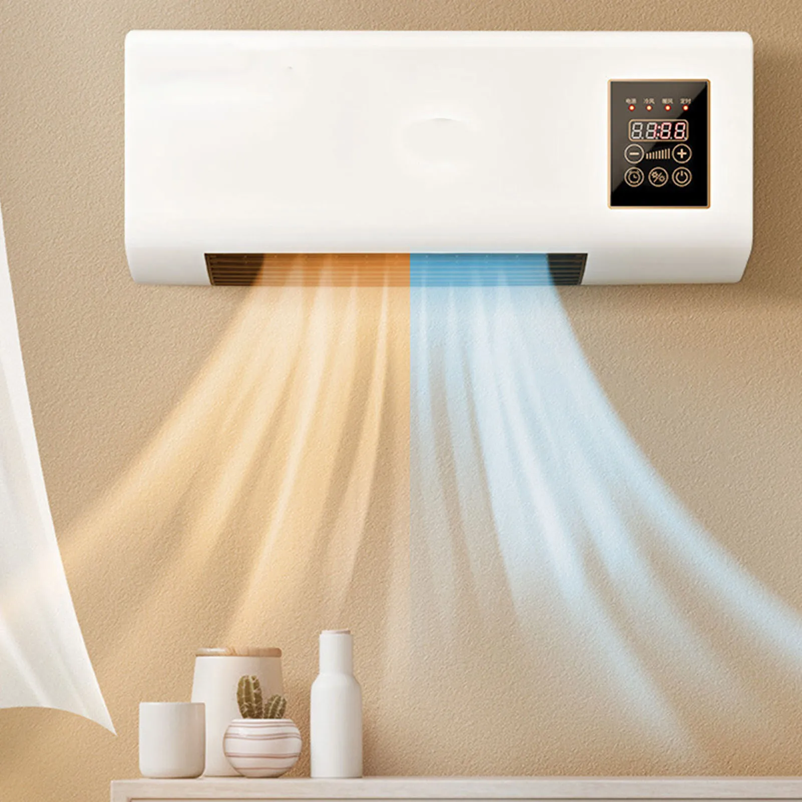 1800W Wall Mounted Air Conditioner 2-in-1 Cooling Heating Compact for Bedroom 20㎡ Quiet Operation Energy Efficient