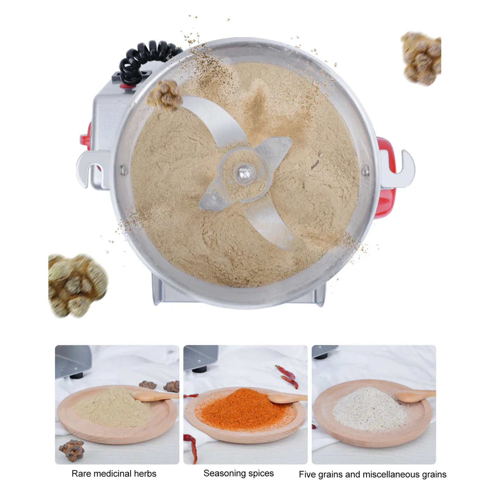 Home Kitchen 1000g Stainless Steel Grain Mill Electric Grinder High Speed Spices Swing Commercial Grinding Machine Coffee Beans - Image 2