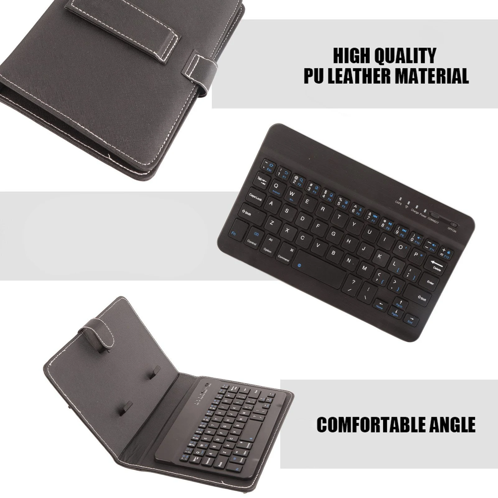 1PC 2 in 1 Wireless Bluetooth Keyboard Case with Magnetic Stand Rechargeable PU Leather Cover for iOS Android Phones Tablets - Image 2