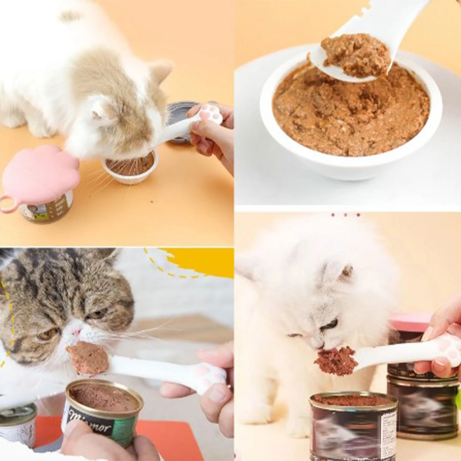 Cat Design Multifunction Pet Food Can Opener with Spoon 2 in 1 Pet Canned Supplies Durable Lightweight Easy to Use for Cat Dog