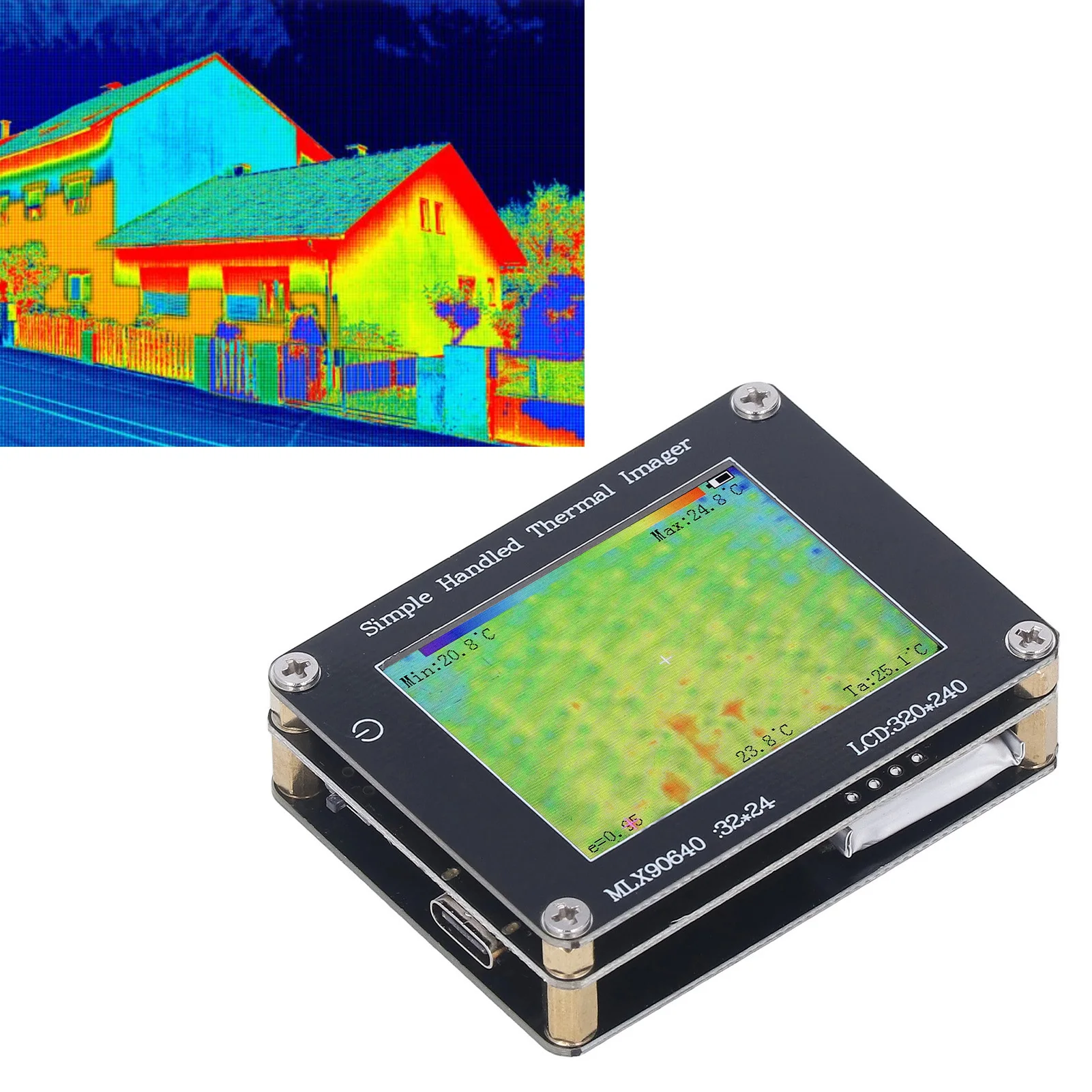 1PC Handheld Thermal Imager 2in Screen -40℃ to 300℃ Multifunctional Infrared Camera for Home Inspection HVAC Electrical Repair